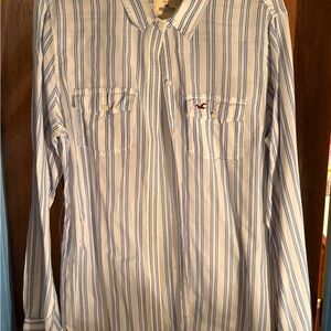 Size Medium Vintage Hollister Blue Striped Shirt